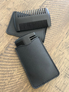 Beard Comb w/ leather case - pocket