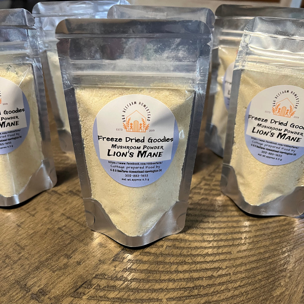 Homestead freeze dried goodies Lion’s Mane Mushroom Powder