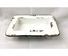 White distressed painted vintage soap dish