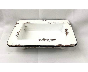 White distressed painted vintage soap dish